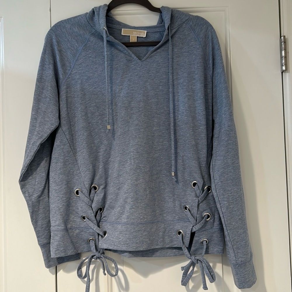 Michael Kors tie pullover sweater with hood